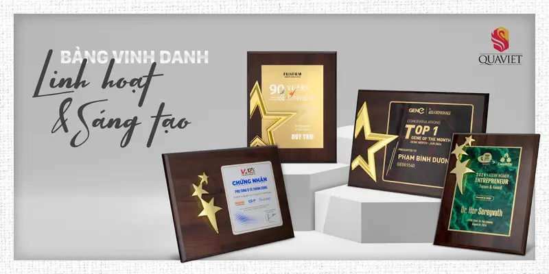 Quà Việt sản xuất bảng vinh danh theo mọi kích thước