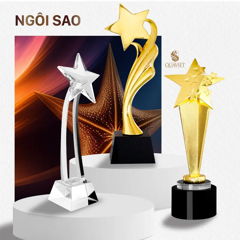 Thiết kế cúp vinh danh thường chứa biểu tượng ngôi sao